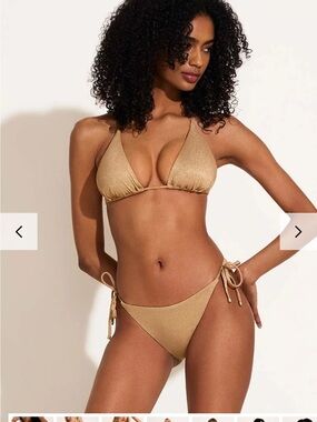 Vitamin A Shimmery Gold Gia and Samba Bikini Set - Tan Gold